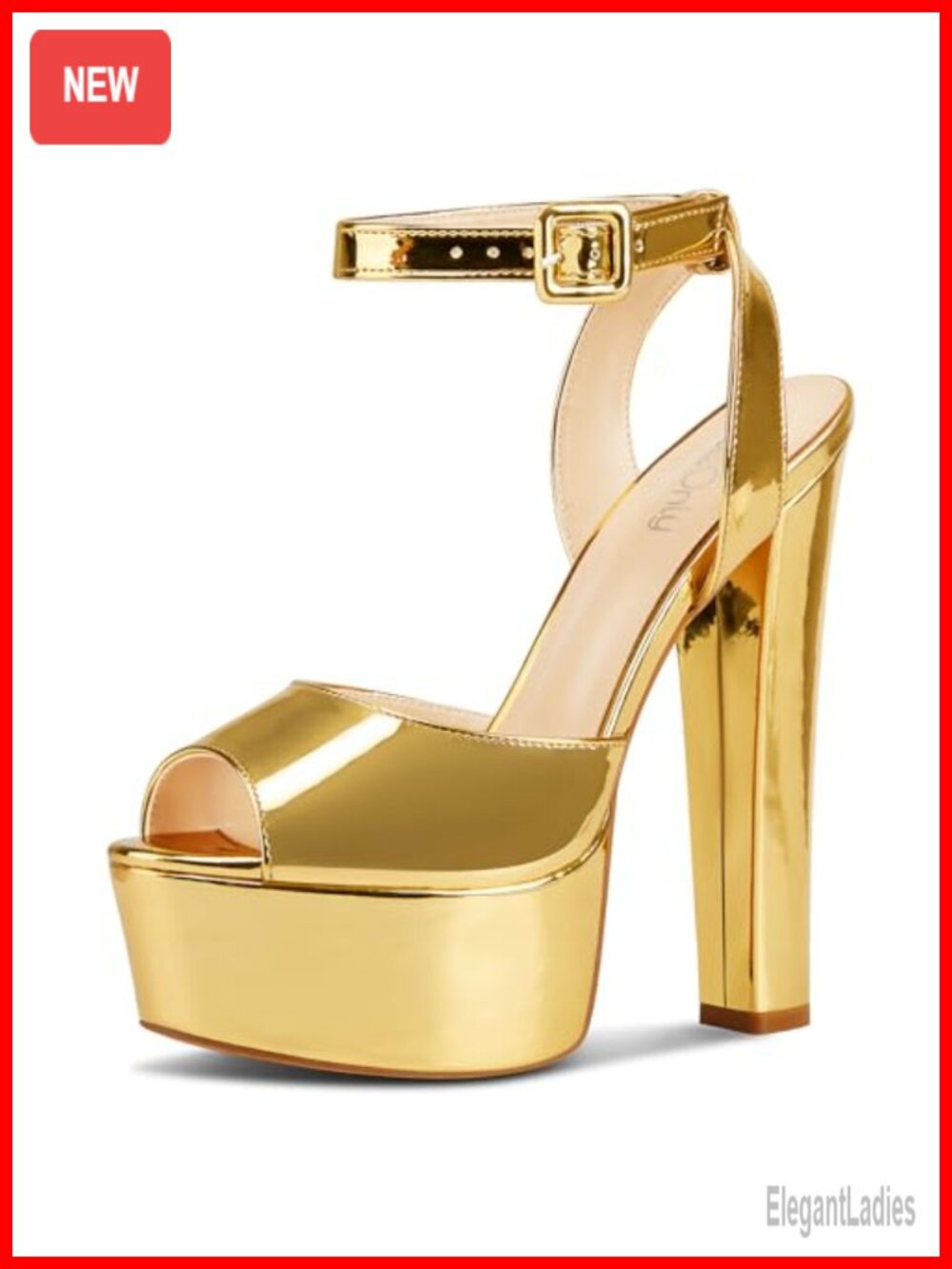 Women's High Block Platform Peep Toe Ankle Strap Sandals 5.9 Inch Heels